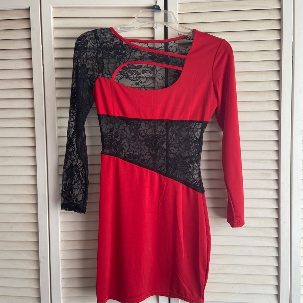 Red and black dress